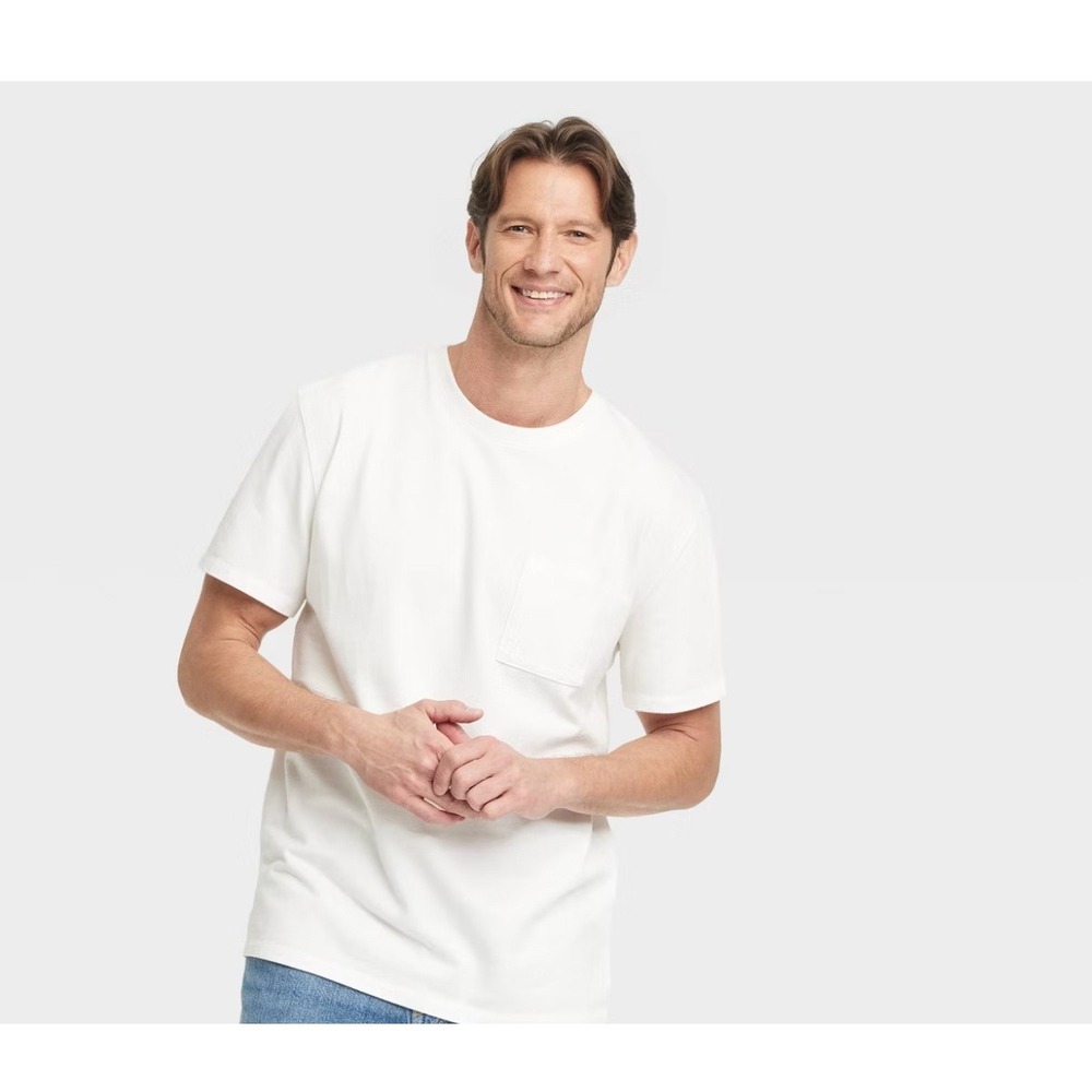 Goodfellow & Co Mens Relaxed Fit Short Sleeve Pocket T-Shirt White XL NWT